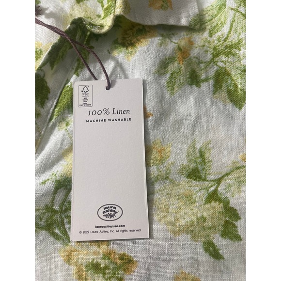Laura Ashley‎ Floral Linen Tunic Top 3/4 Sleeve Collared Blouse 1X New - Picture 7 of 10
